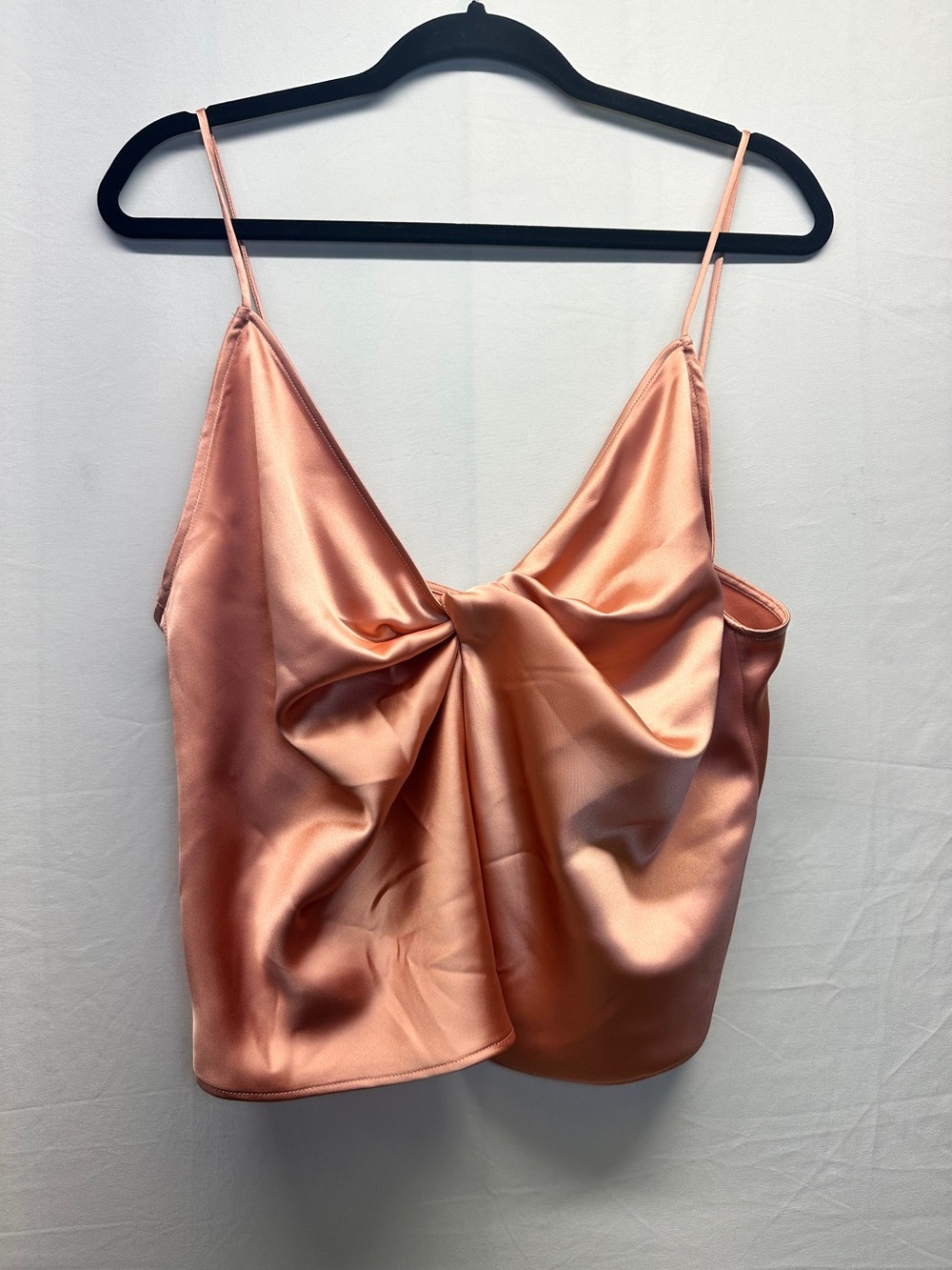 Zara Satin Twist Front Cami Top - Peach Rose